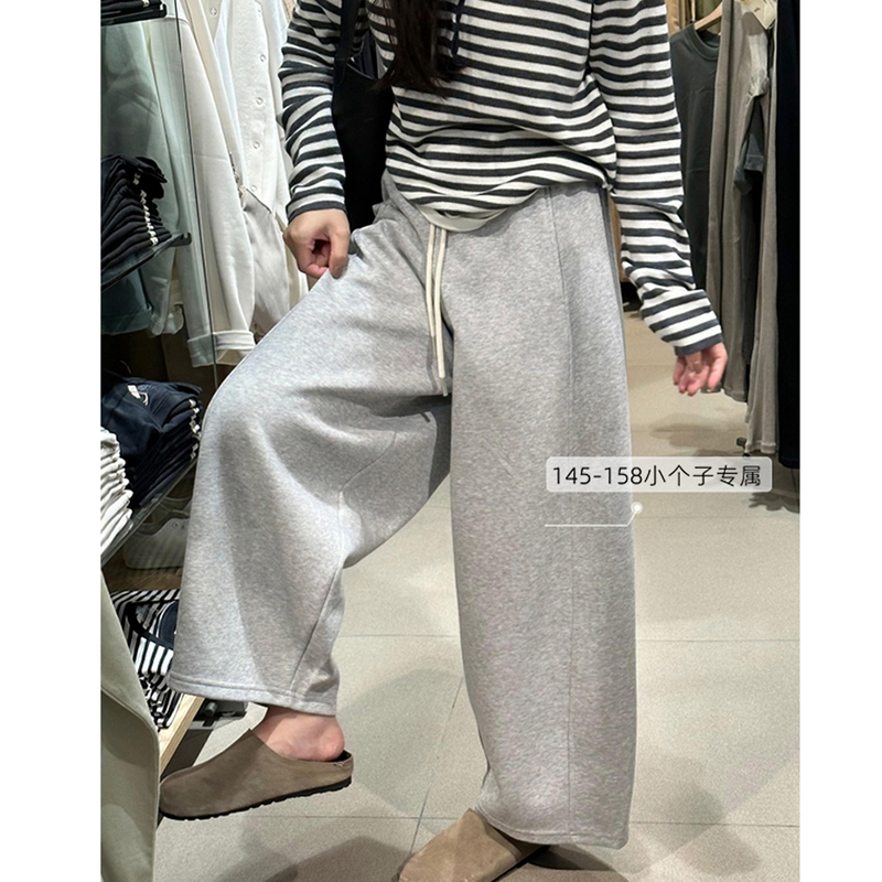 慵懒风九分阔腿奶奶裤春秋小码宽松显瘦灰色小个子运动休闲卫裤