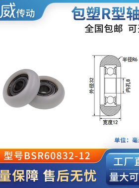圆弧球面包塑滑轮POM聚甲醛尼龙成型轴承耐磨承重抗压BSR60832-12
