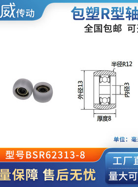 圆弧球面包塑滑轮POM聚甲醛尼龙成型轴承耐磨承重抗压BSR62313-8