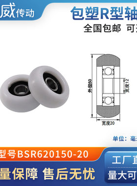 圆弧球面包塑滑轮POM尼龙成型轴承耐磨承重抗压BSR620150-20