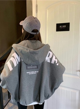 情侣外套女ins超火2025新款春秋韩版学生宽松原宿风bf拉链卫衣潮