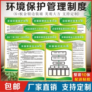 环境保护管理制度牌上墙国家生态环保企业岗位管理职责制度架构