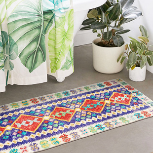 波西米亚浴室防滑脚垫床边毯 田园风入户门口地垫 woven color美式