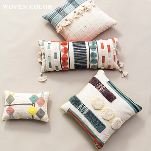 北欧ins客厅沙发靠垫抱枕 现代简约几何床头腰枕靠枕休闲美法式