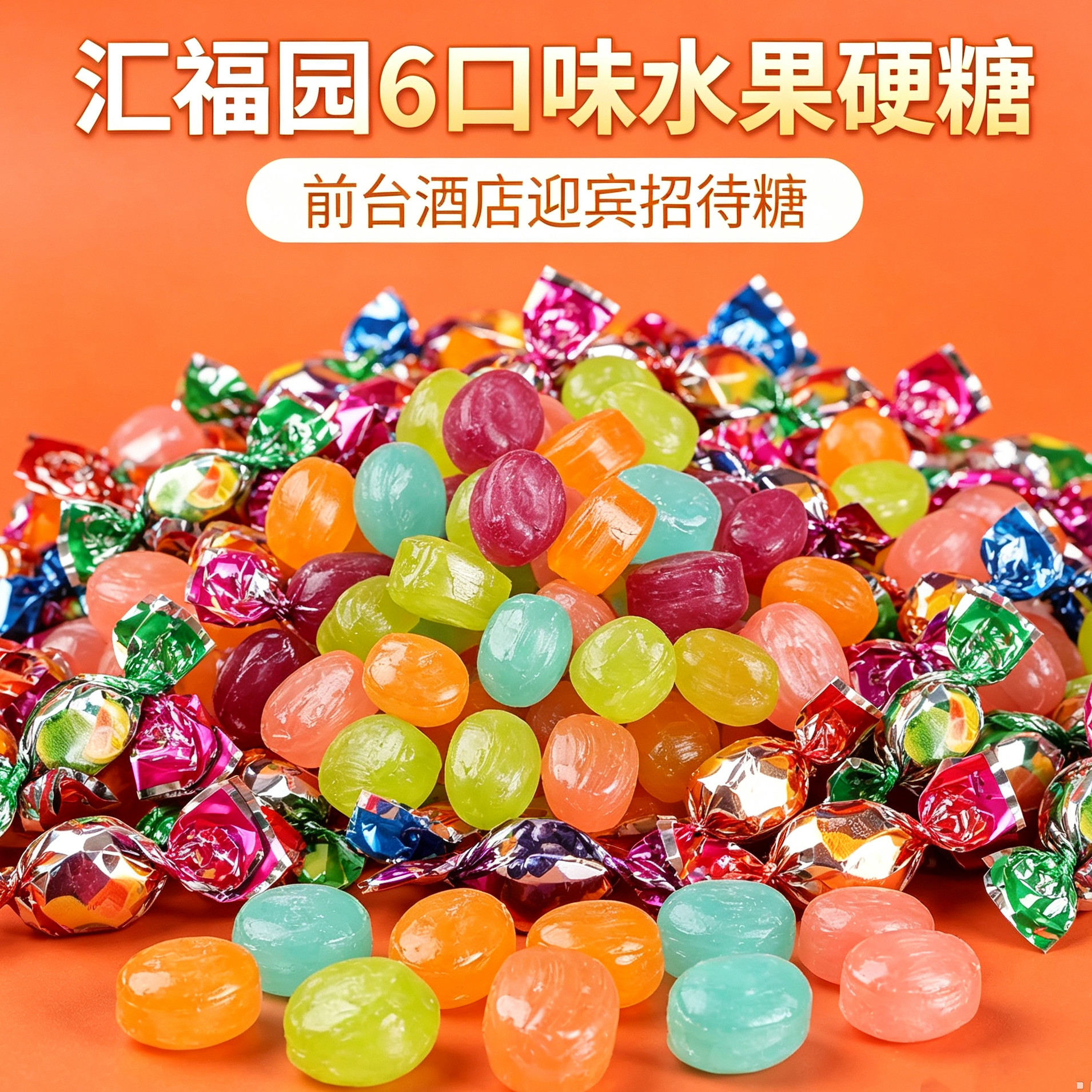 汇福园6口味混装小硬糖 千纸鹤水果糖批发前台酒店招待糖年货零嘴