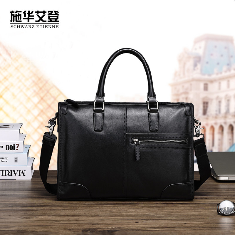 施华艾登男士手提包真皮手拿男包包商务牛皮单肩斜挎包休闲公文包