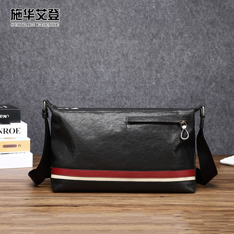 施华艾登男挂包单肩包男真皮斜挎包休闲商务头层牛皮男士包包横款