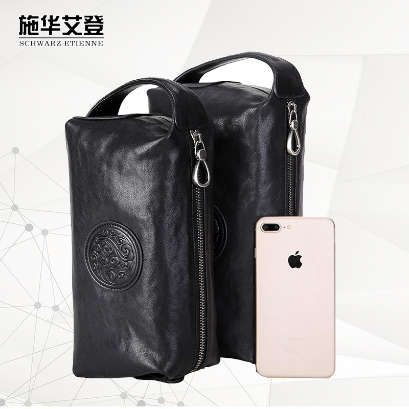 施华艾登男士手拿包真皮手包大容量商务手抓包头层牛皮休闲男包潮