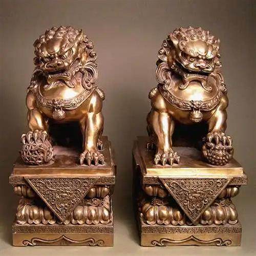 大型铸铜狮子雕塑锻铜厂家公司饭店别墅住宅门头装饰品景观摆件