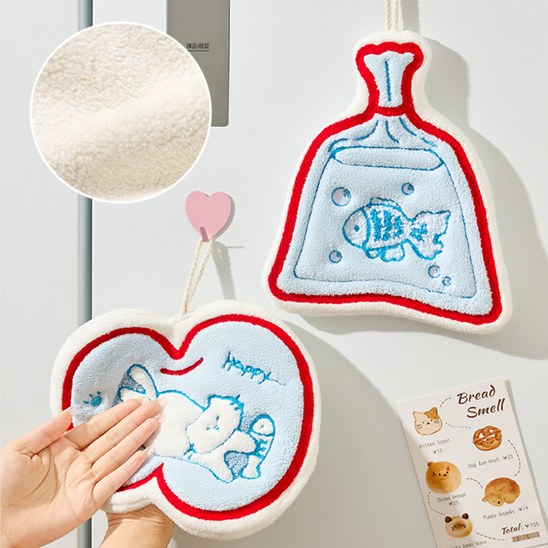 卡通珊瑚绒吸水速干不掉毛擦手巾