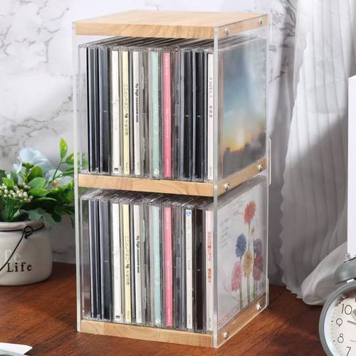 木质唱片架黑胶专辑存储架两层家居摆件乙烯基唱片实木展示架