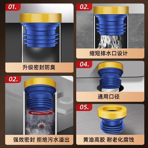 马JM101防桶法兰密封器圈防臭漏一体水式坐便底部下口通用配件奶