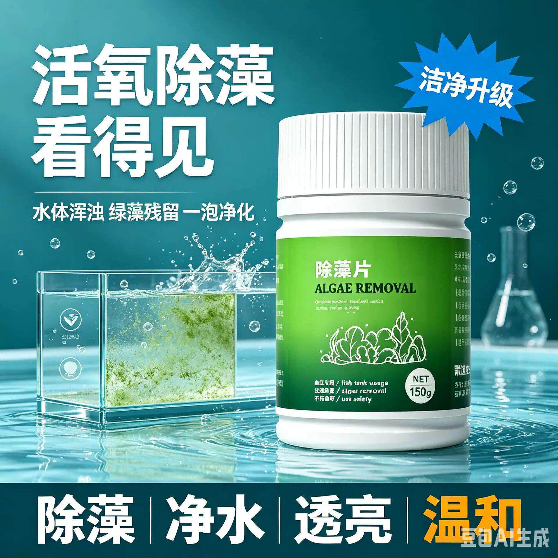 【下单立5净0】懒人减鱼绿缸除藻UNE锭水族箱去藻青苔水养鱼除藻