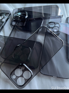 新款高级透黑11适用iPhone14苹果12promax手机壳13miin简约14plus防摔套Xs超薄XR隐形8清水壳7裸机se小众透明