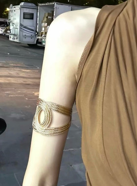 中古vintage双C麻花手镯女夸张高级感欧美辣妹手臂环开口可调节潮