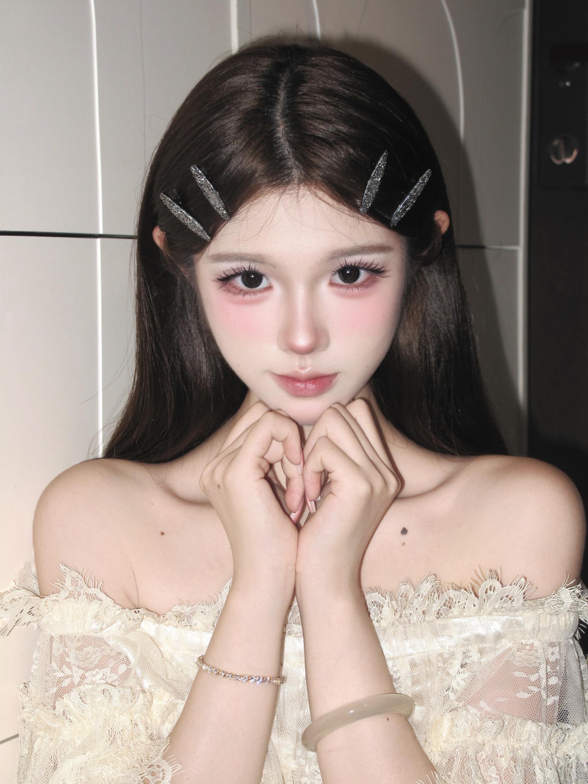 黑色水钻发夹女2026新款侧边碎发刘海夹前额刘海一字夹子头饰发卡