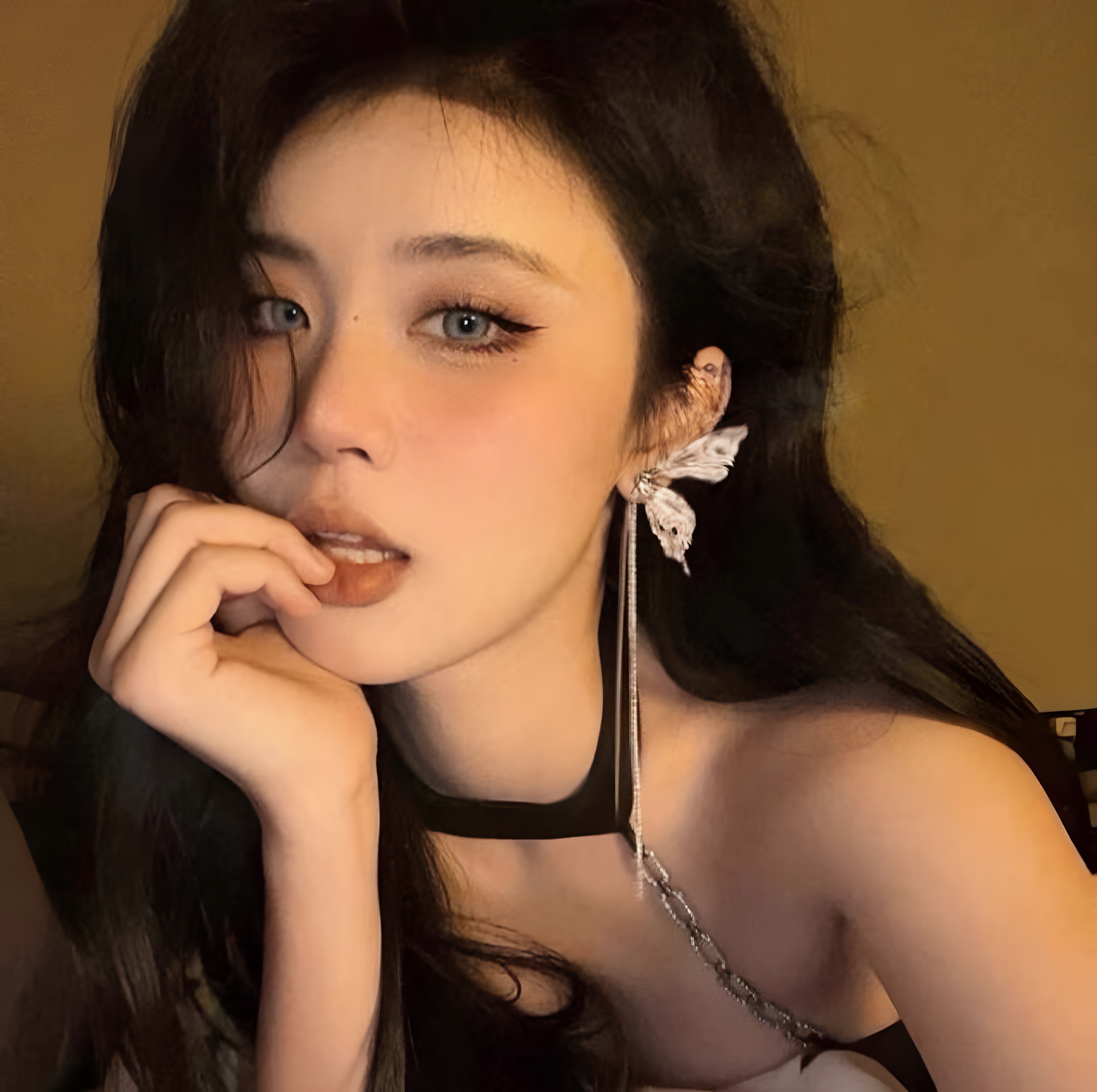 长版蝴蝶耳环女夸张流苏森系独特设计高级感耳针网红精灵银针耳饰