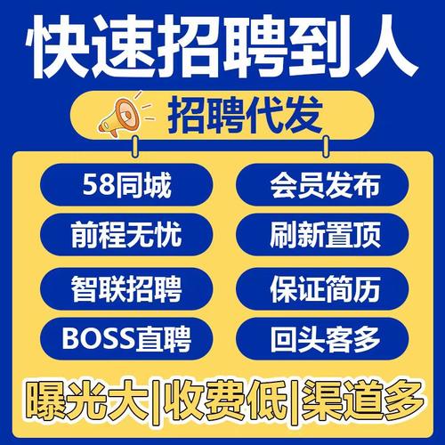 boss招聘直聘58同城代发招聘信息发布置顶会员智联猎聘刷新代招人