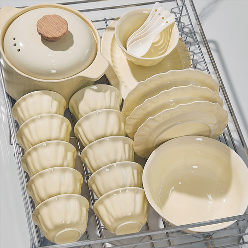 奶油风高级感高颜值陶瓷餐具套装