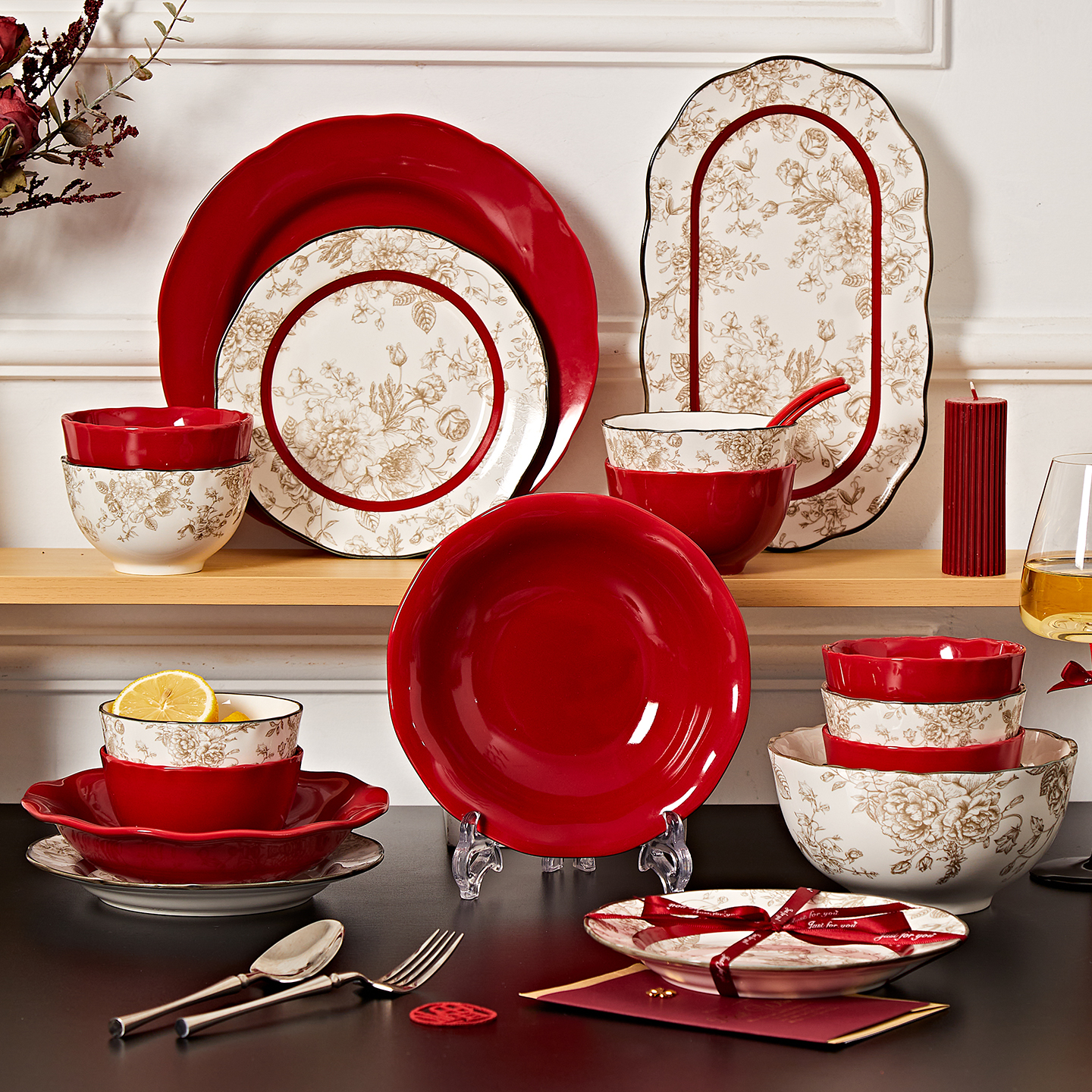 喜碗餐具新婚礼物碗筷套装结婚碗盘碟套装送新人陪嫁实用物品乔迁