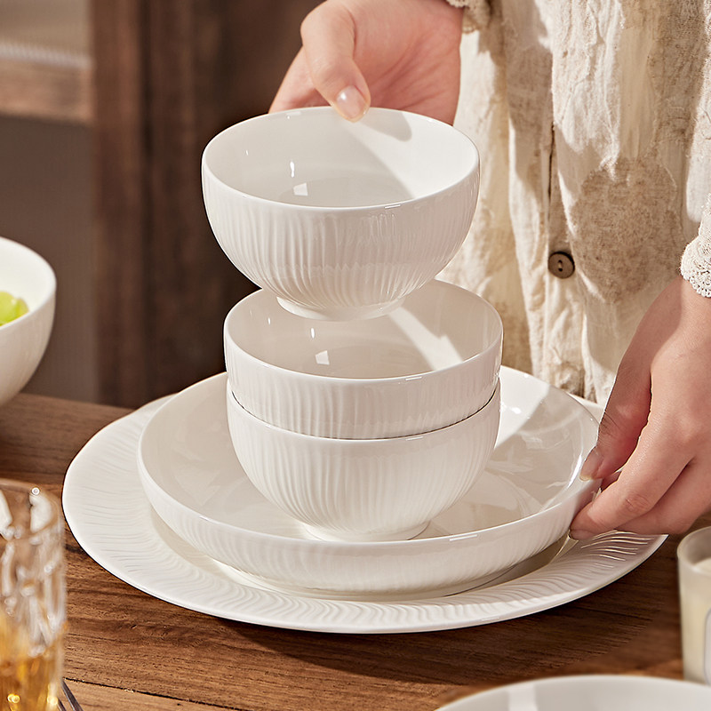 碗碟家用新款2025碗盘组合米饭碗菜盘简约餐具汤碗釉下彩陶瓷碗,餐饮具,碗,淘宝优惠券,粉丝福利购,淘宝优惠卷