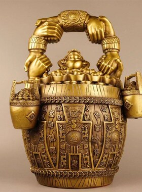 铜一桶金摆件存钱l罐全铜水桶财桶客厅家居聚财创意装饰品礼品摆