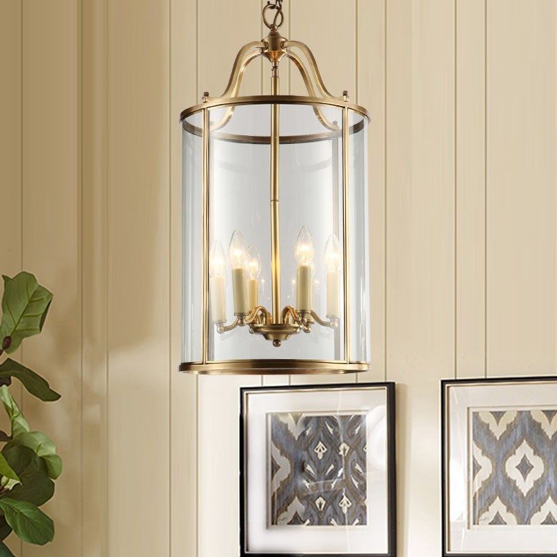 美式全铜餐厅吧台吊灯现代轻奢简约创意极简玻璃高端过道阳台灯