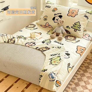 纯棉床笠单件大学生k宿舍专用90x190单人寝室床垫保护套全棉床单