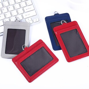 工作牌卡套头层牛皮工作证高档证件套真皮胸牌胸卡皮质识别证吊牌