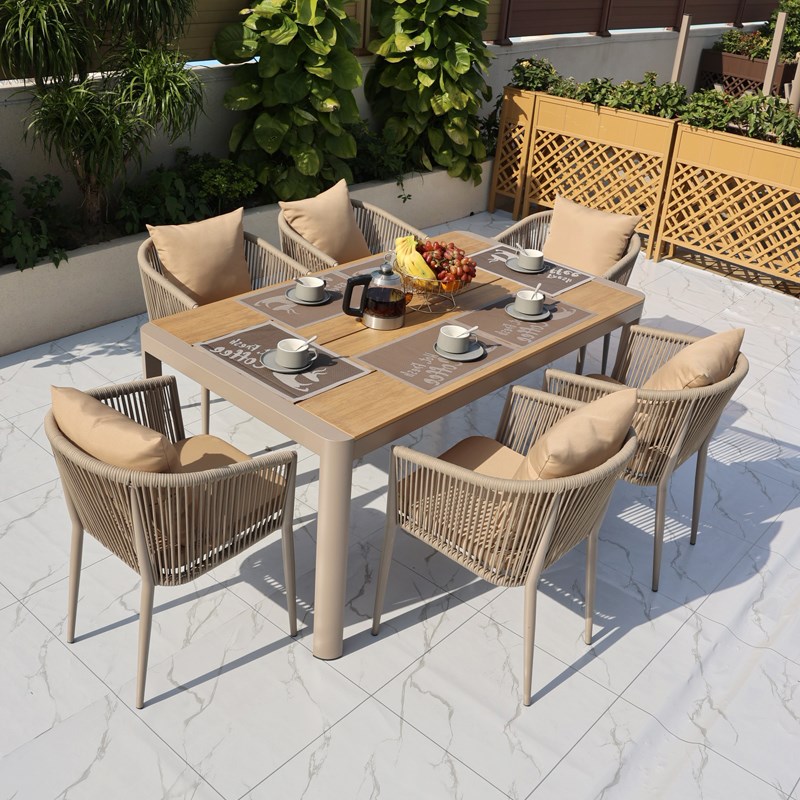 北欧户外餐桌椅组合藤椅三件套阳台庭院茶桌露台休闲区外摆烧烤桌