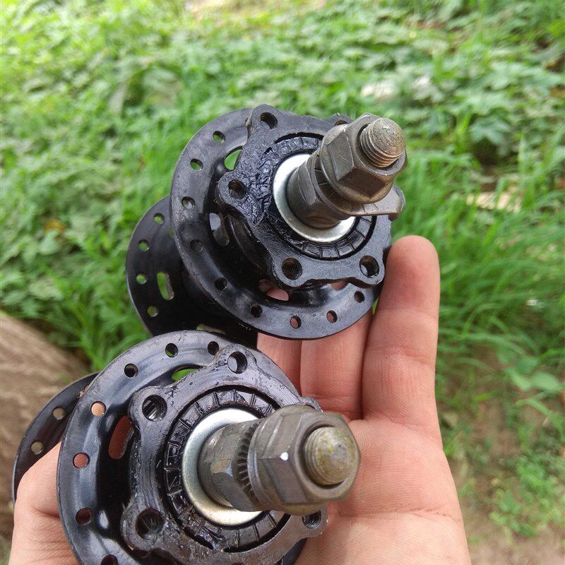 登山自行车21速实心铁旋式碟煞花鼓G 32孔登山车前后花鼓轴皮