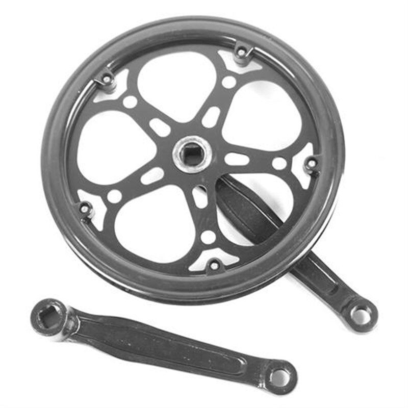 折叠自行车32/42/48/52T牙盘方孔菱形170MM曲T柄单速大齿盘带护罩