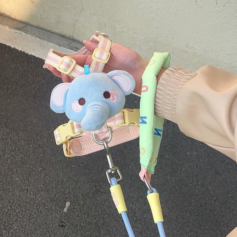 宠物牵引绳小型犬猫咪狗狗可调节背心式遛狗带子防W挣脱外出专用