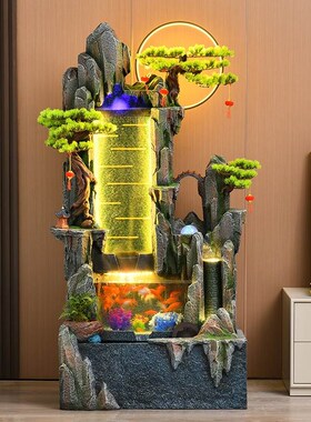 客厅假山流水喷泉鱼缸造景摆件循环水办公室招财风水轮礼物装饰品