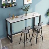 北欧大理石岩板吧台桌高脚桌家用B阳台餐桌长条桌子奶茶咖啡店桌