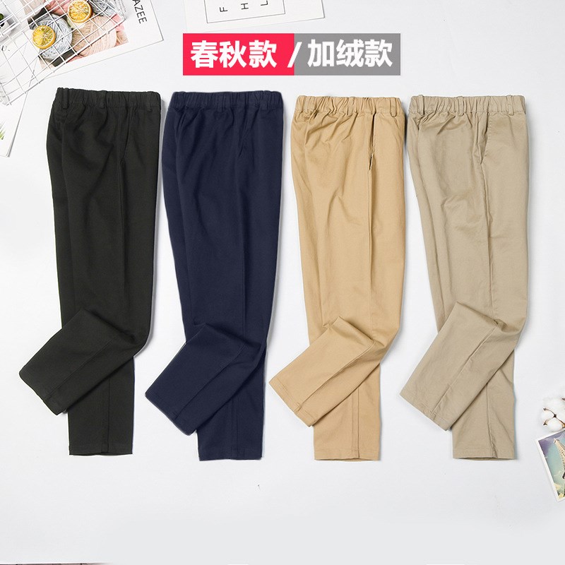 男童卡其色裤子夏季儿童米色胖女童休闲长裤小学生校服裤藏青西裤