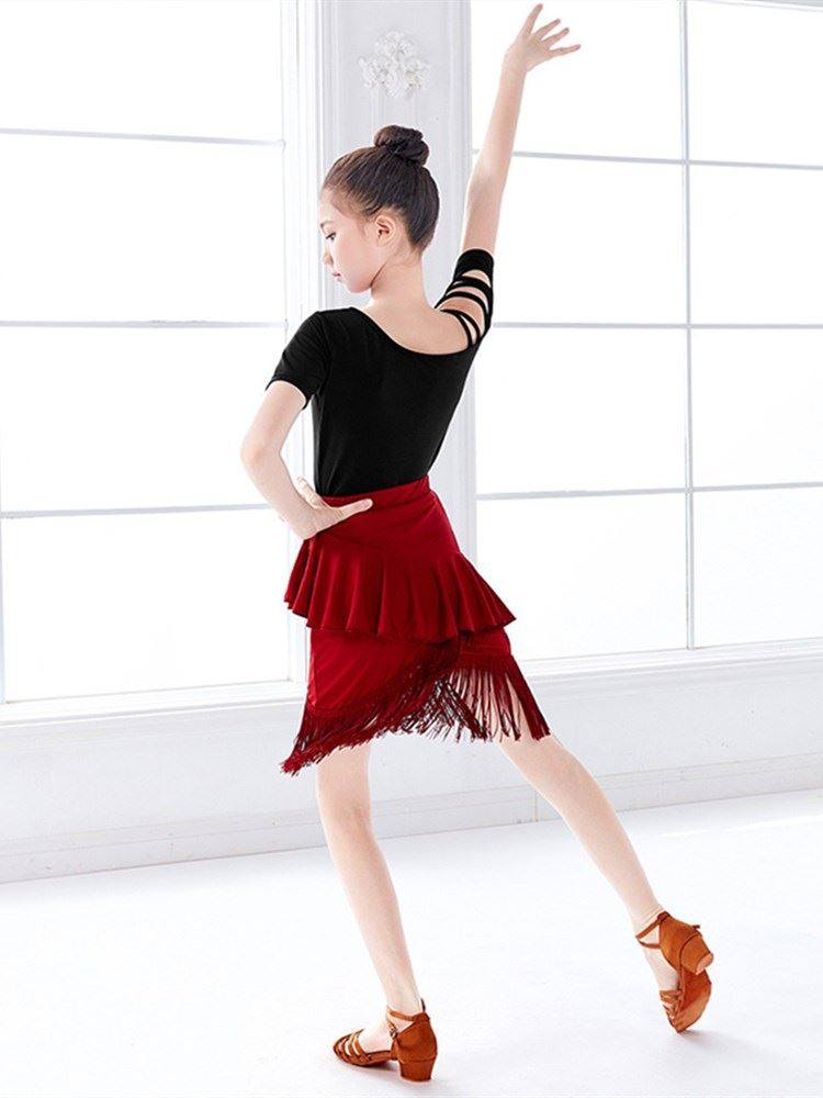 儿童拉丁舞练功服套装少儿演出流苏拉丁舞服装女童拉丁舞裙舞蹈.