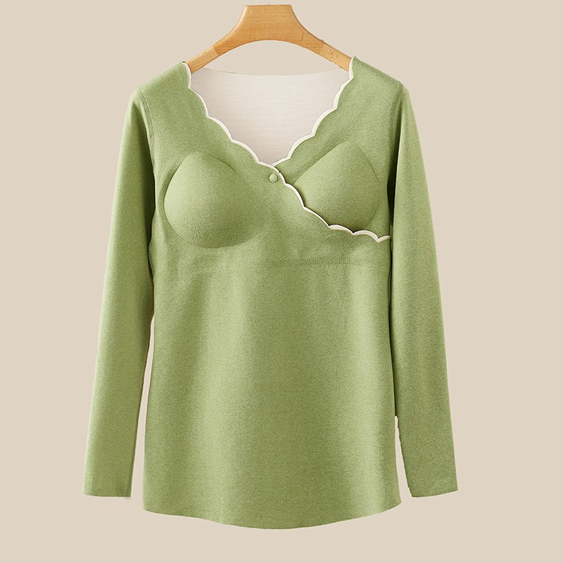 自带胸垫孕妇f秋衣秋裤秋冬季哺乳衣月子服产后加厚磨绒保暖内衣