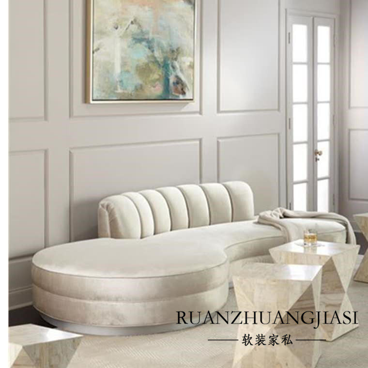 意式轻奢异形客厅弧形沙发简约展厅美容院服装店时尚半圆形沙发