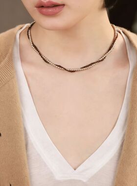 珍珠颈链双层缠绕项链女高级感轻奢小众锁骨链女款精致毛衣链配饰