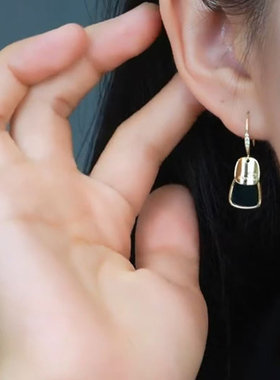黑金撞色几何耳环女轻奢高级感精致时尚个性百搭耳坠小众气质耳饰