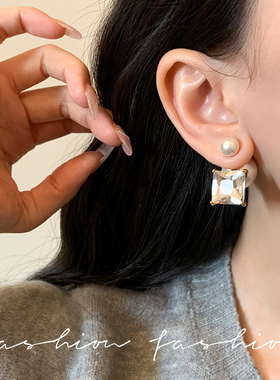 S925纯银针经典大小珍珠前后带钻耳钉ins风个性时尚高级感耳环女