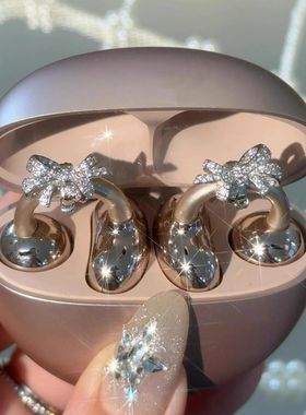 适用于freeclip耳机钻扣碎钻小蝴蝶结耳机夹精致高级感耳机配饰品