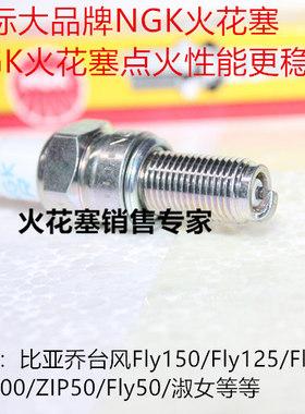 比亚乔台风Fly150 WW150 Fly125 银帅ZIP100 淑女50适用NGK火花塞