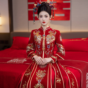 丝绒秀禾服2024新款新娘出阁婚服重工嫁衣结婚敬酒服高端中式礼服