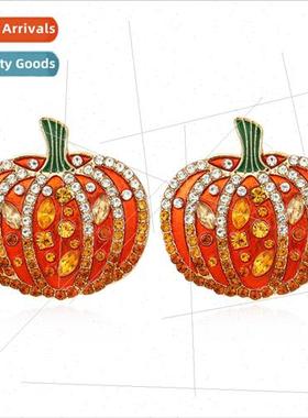 creative alloy colorful diamond earrings retro fashion pumpk