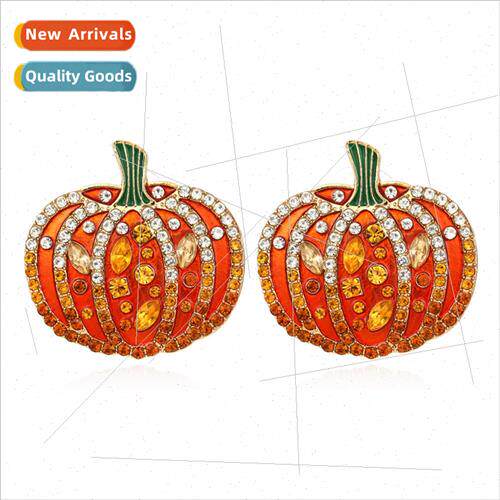 creative alloy colorful diamond earrings retro fashion pumpk