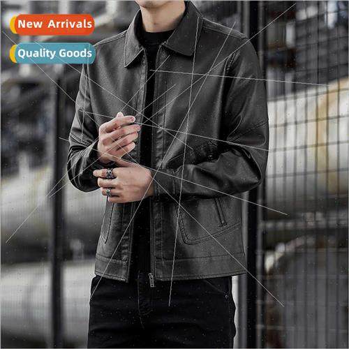 Autumn winter leather jacket men 2021 new middle-aged lapel