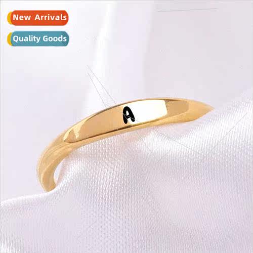 Europe new 26 letters alphabet tanium steel ring ins simple