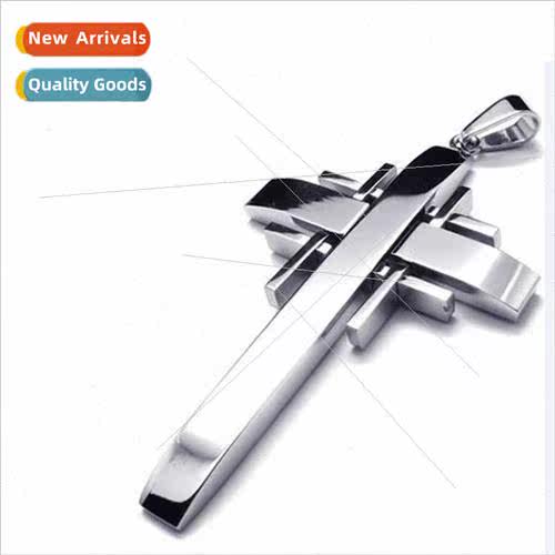 Europe Grid Cross Men Tanium Necklace Korea Alloy Pendant
